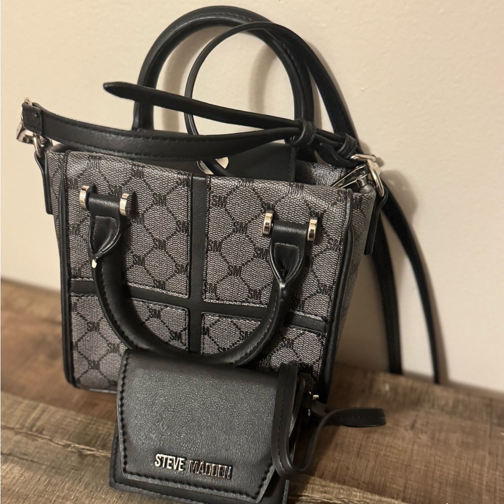 Steve Madden Black and Gray Mini Bag Set